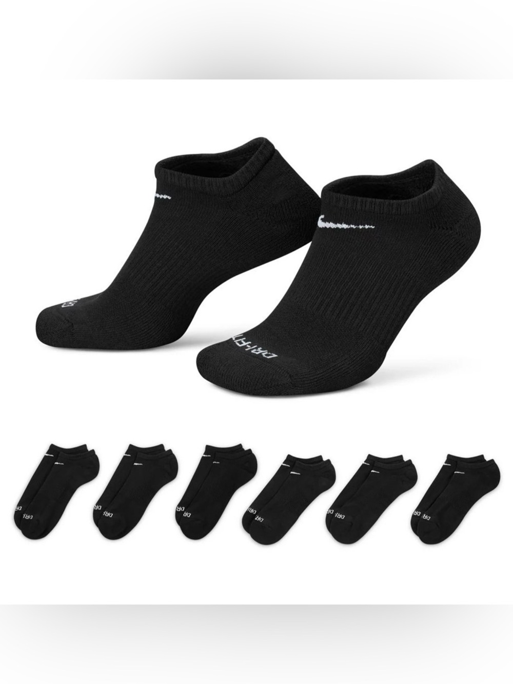 Nike Black Everyday Dri-FIT Socks - 6 Pack